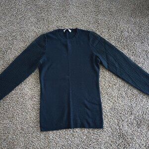 Neiman Marcus The Cashmere Collection Navy Sweater w/Sheer Sleeves. Size S. EUC